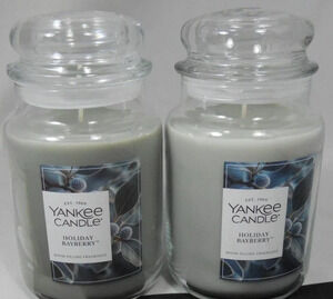 YANKEE CANDLE HOLIDAY BAYBERRY Original Jar Candles 22oz LOT OF 2 JARS NEW